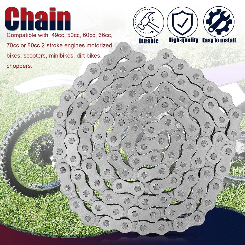 QAZAKY 415 Heavy Duty Chain 110 Link + Chain Breaker Cutter Link Remove Tool for 49cc 50cc 60cc 70cc 80cc 2-stroke Engine Motorized Bicycle Bike Motorcycle ATV Mower Mini Dirt Bikes 415-110L - Image 4